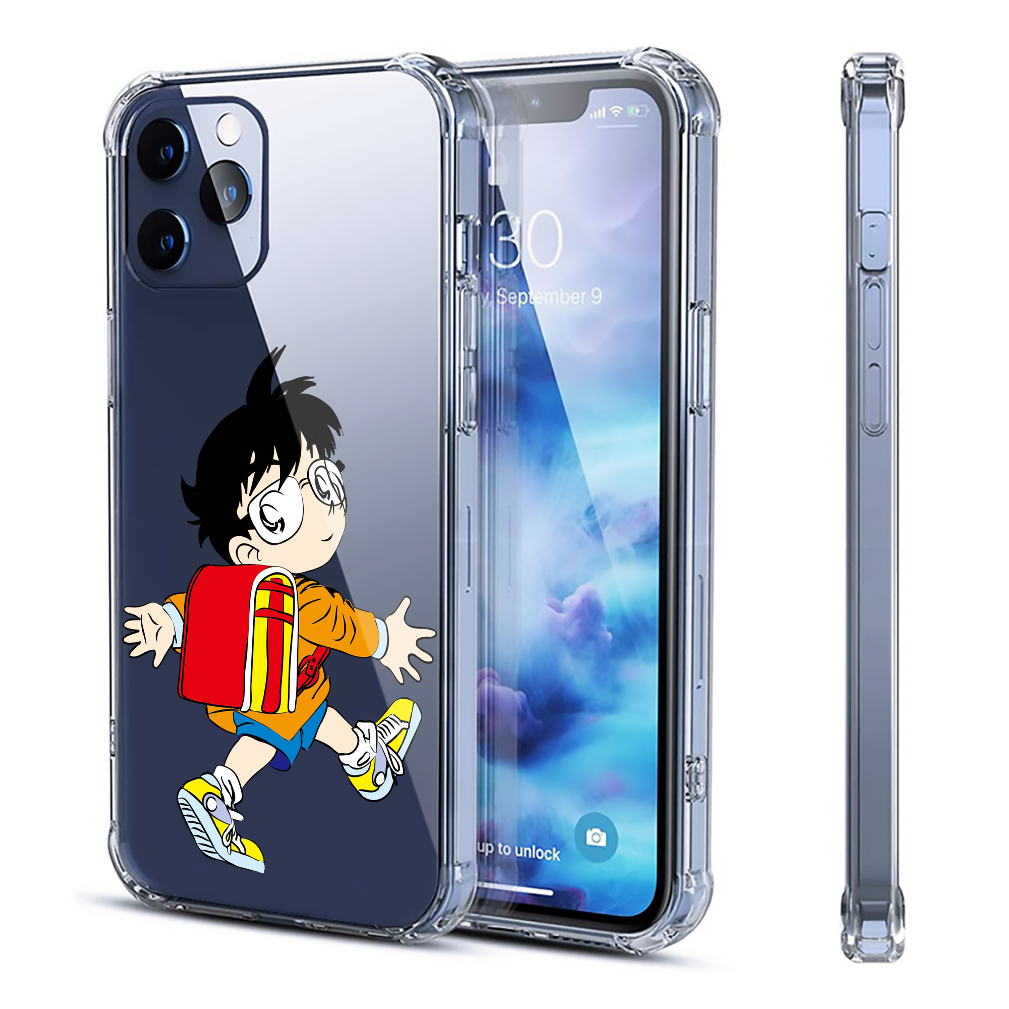 （画像用） 名探偵コナン 江戸川 コナン Detective Conan Conan Edogawa 【iPhone 12シリーズ対応】透明スマホケース（クリアソフトケース）